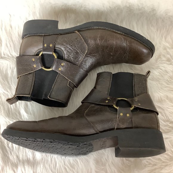 Bed Stu Men's Brown Leather Harness Buckle Chelsea Fairbanks Boots 12 - Picture 7 of 11